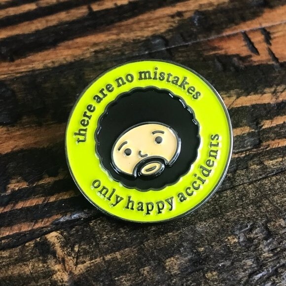 BOB ROSS THERE ARE NO MISTAKES - ONLY HAPPY ACCIDENTS Collectible Enamel Pin 745 - Picture 2 of 3